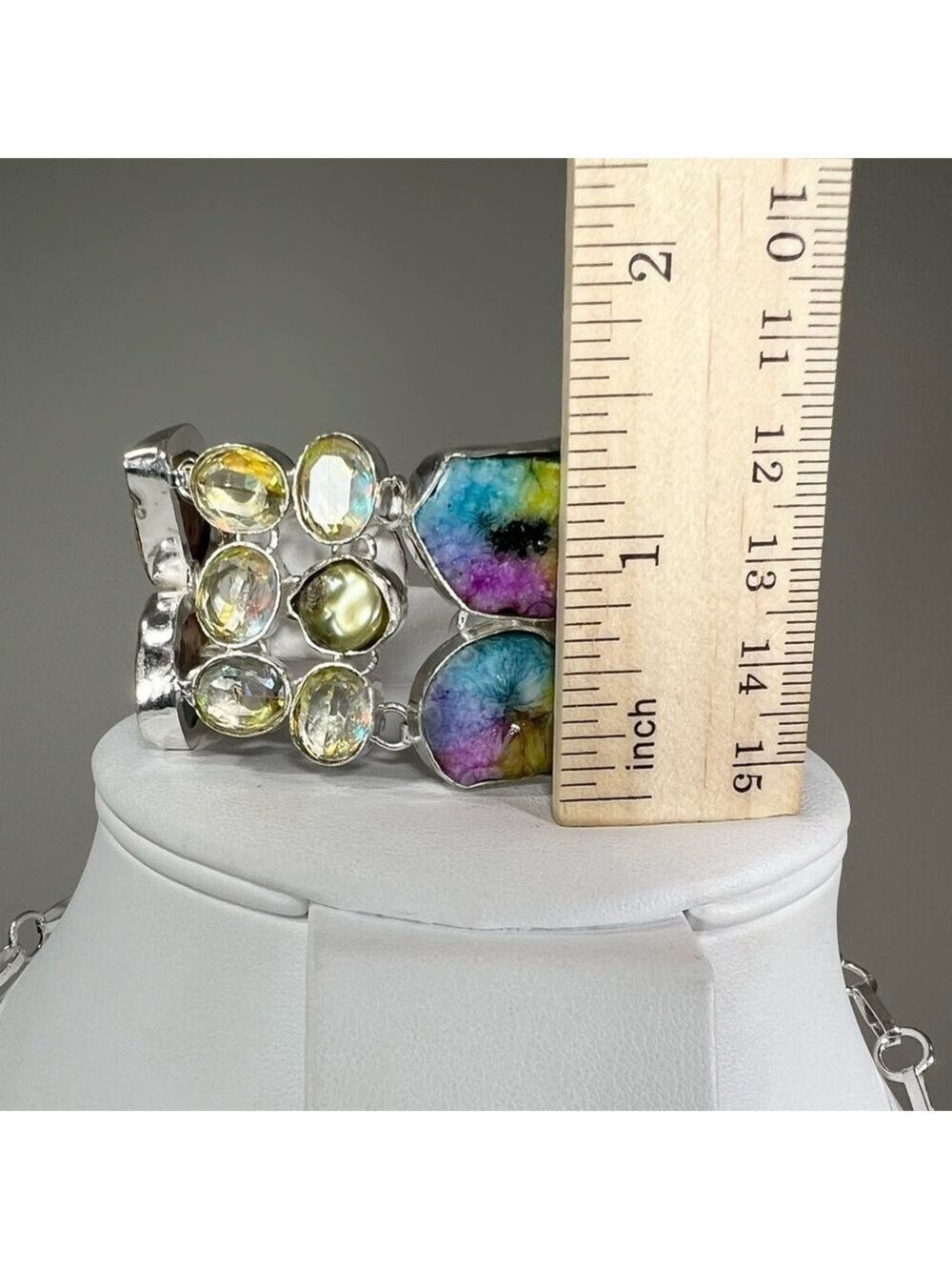 Rainbow Solar Quartz 925 Large Gemstone Necklace & Bracelet Set - Picture 5 of 8